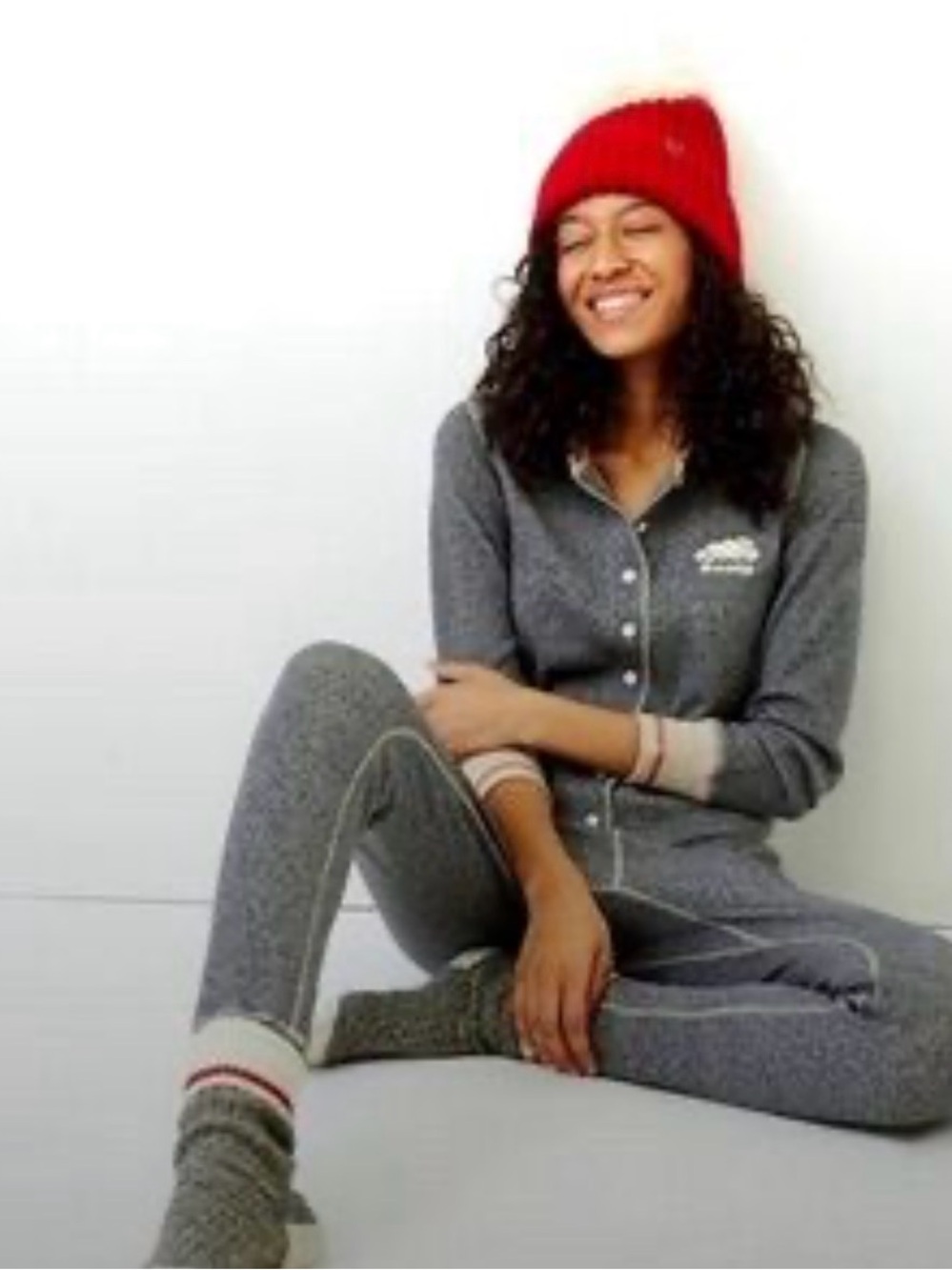 ROOTS Size Med Cabin Salt and Pepper Waffle Onesie
Jumpsuit Pajamas Long Johns